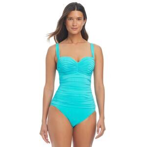 Bleu Rod Beattie Kore Shirred Bandeau Underwire Tank One Piece Blue Swimsuit 12
